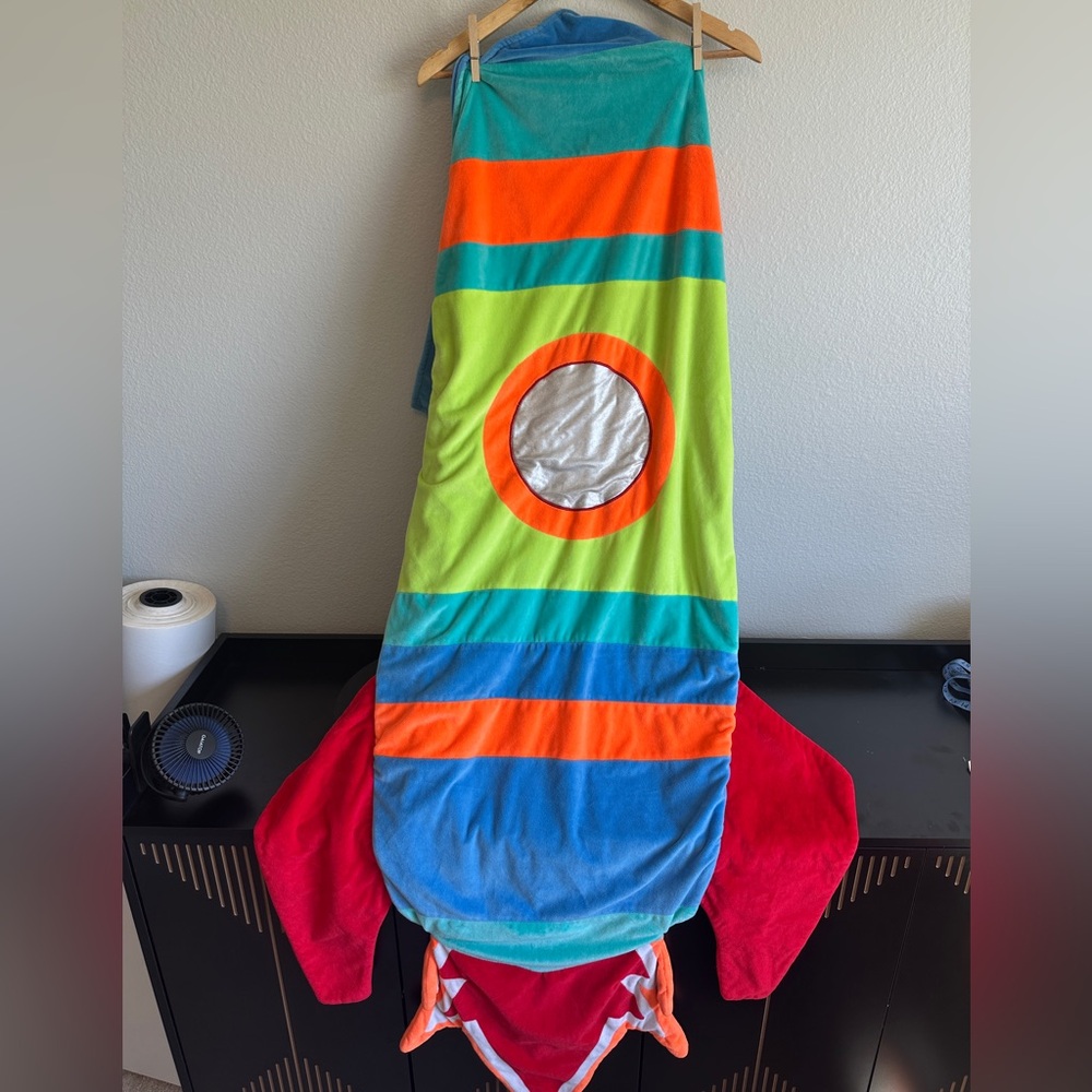 Colorful Rocket Ship Kids Blanket